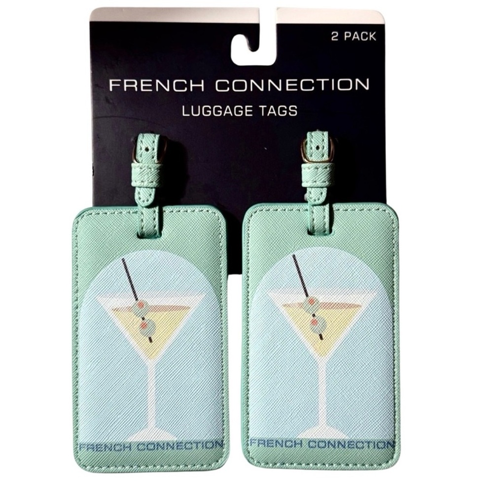 French Connection Luggage Tags - NWT, Martini Glasses, Mint Green